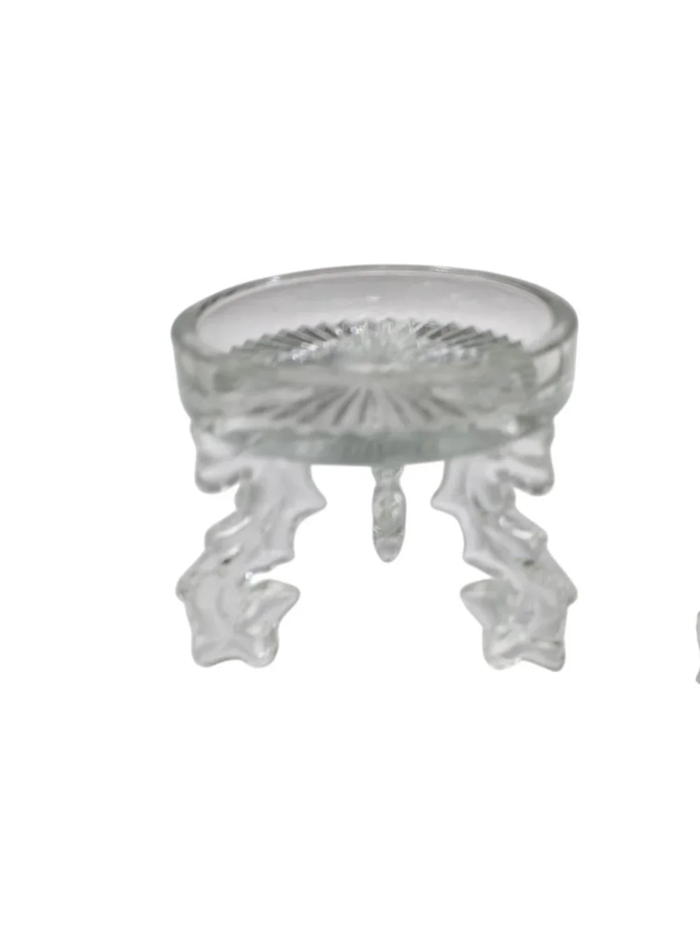 Vintage Pressed Glass Votive Candle Holder Reversible Pedestal Base Ornate Stars